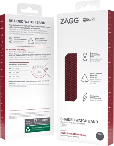 Nylon Smartwatch bandje - Geschikt voor Gear4 Apple Watch Braided nylon bandje - bordeaux rood - Strap-it Horlogeband / Polsband / Armband - 38 - 40 - 41 mm Maat: M