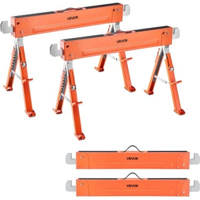 VEVOR Werkbank, 2-Pack Werkbank, 816,5 kg, Opvouwbare Bokken met Opvouwbare Poten, Hoogte Verstelbaar, Zaagbok met Antislip Voetkussentjes, voor Houtbewerking, Timmerlieden en Aannemers