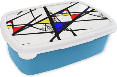 Broodtrommel Blauw - Lunchbox - Brooddoos - Patronen - Abstract - Kunst - 18x12x6 cm - Kinderen - Jongen