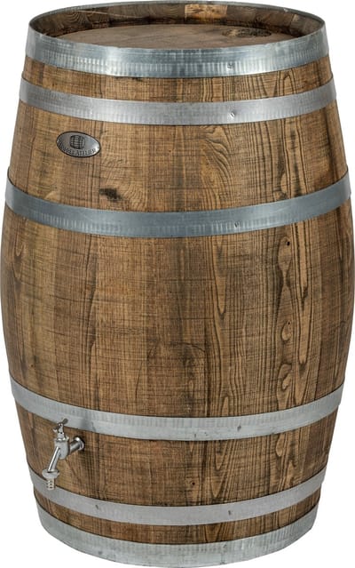 Regenton nieuw "Dark" 150 l. incl. kraan en vulgat in de deksel / Houten Regenton / Donker Gelakt