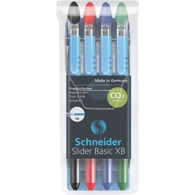 Schneider balpen - Slider Basic - penpunt XB - etui a 4 stuks (3+1 gratis) - S-151294