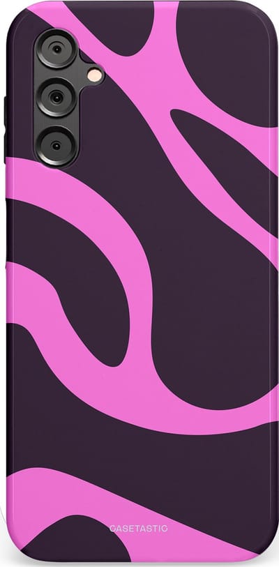 Casetastic hoesje geschikt voor Samsung Galaxy A14 (2023) 5G / Samsung Galaxy A14 (2023) 4G - Dubbellaagse bescherming - Roze Paarse Lavendel Abstractie - Fashion Case - Donkergrijs Roze