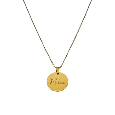 Graveerbare Naam Ketting Munt Goud