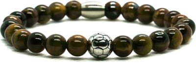 IbizaMen - Heren - armband - voetbal - RVS - Tijgeroog - 8mm - 18cm