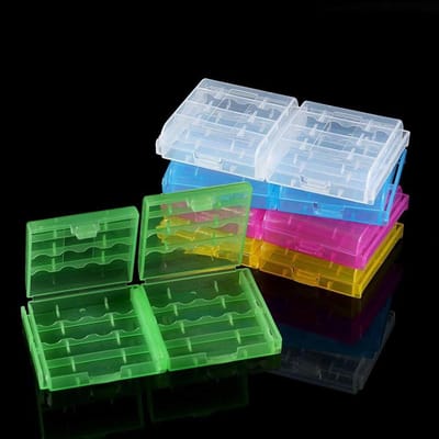 Batterijhouder Opbergdoos - Batterij Organizer - Batterijen Opbergen - Doorzichtig Hard Plastic - 10 stuks - Diverse Kleuren