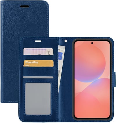 Hoesje - Met Pasjeshouder - Geschikt voor Samsung Galaxy A36 - Luxe Bookcase Portemonee - Flip Case - Kunstleer Book Case - Flipcase - Book Cover - Walletcase - Portemonneehoes - Donkerblauw