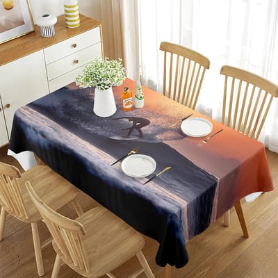 Nappe à motif de surf extrême en plein air, rectangulaire, pour salle à manger, banquette, cuisine, décoration de pique-nique en plein air 70x70cm