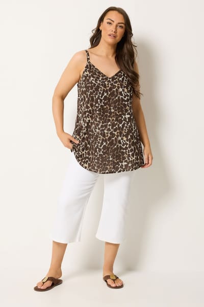 Yours Chocoladebruin Vestje Met Luipaardprint Size 42