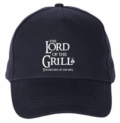 Mijncadeautje - 5 panel - BBQ Cap - Verstelbaar - Pet van 100% dik geborsteld katoen- unisex - opdruk wit - Lord of the Grill - Navy Blauw