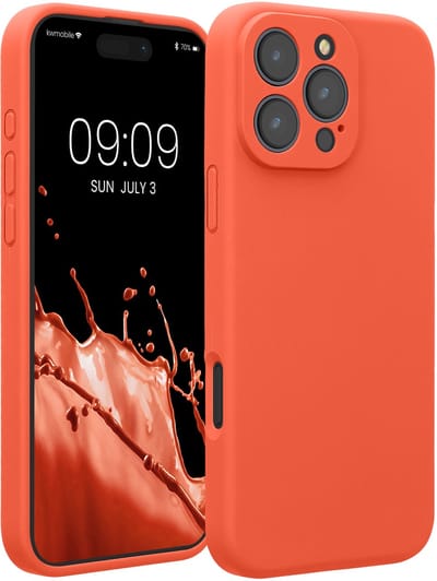 kwmobile telefoonhoesje geschikt voor Apple iPhone 16 Pro Max - TPU backcover met siliconen coating - Smartphone case in levendig koraal