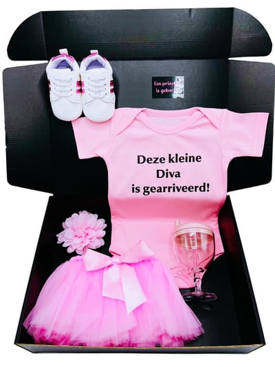 Kraamcadeau meisje, kleine diva, baby wijnglas drinkbeker - kan ook rechtsreeks worden verstuurd als cadeau