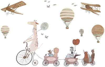 Wandsticker Giraf op Fiets XXL - Zelfklevende Dieren Muurdecoratie voor Kinderkamer - Grote Dieren Sticker voor Peuterkamer en Babykamer - Muursticker