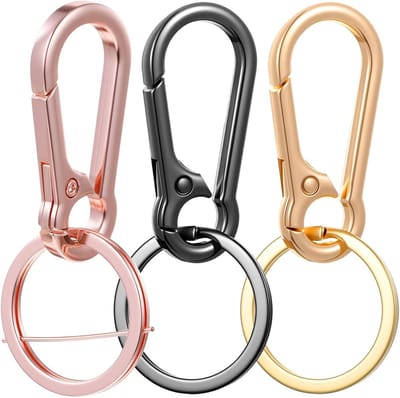 Set van 3 metalen karabijnhaken - kleine sleutelringen met snelle ontgrendeling voor sleutels, rugzakken en accessoires