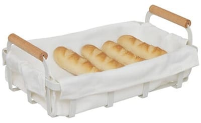 5Five Broodmandje Bistro plus - metaal/stof - wit - 28 x 16 x 11 cm - rechthoekig - metaal - serveren broodjes