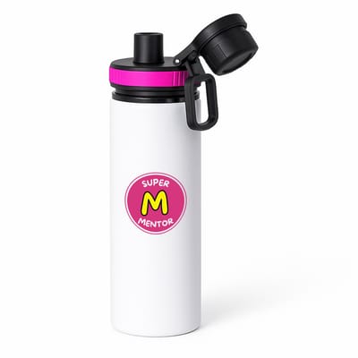 Hacebo® - Super mentor waterfles met draaidop roze - Mentor - een mentor - school - verjaardagscadeau - afscheidscadeau - kado - gift - geschenk - water fles - 850ML