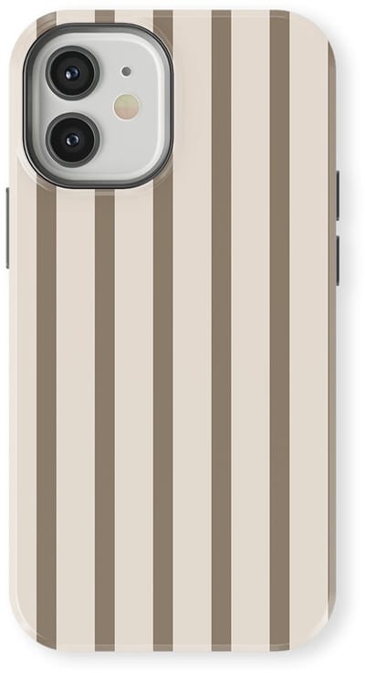 DripCase Gestreept Hoesje geschikt voor iPhone 12 | Backcover met Mag | Stripes Motief | Trendy Case geschikt voor iPhone 12 met Strepen Linen Wood