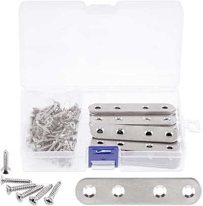 20 Sets RVS Platen voor Versteviging en Reparatie met 80 Stuks Zelftappende Schroeven - Ideaal voor Verbinding en Bevestiging
