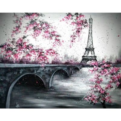 Peinture Diamant 5D DIY Ville et Pont Broderie Mosaïque Point de Croix Décoration Strass 20X30CM gray