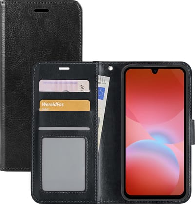 Hoesje - Met Pasjeshouder - Geschikt voor Samsung Galaxy A26 - Luxe Bookcase Portemonee - Flip Case - Kunstleer Book Case - Flipcase - Book Cover - Walletcase - Portemonneehoes - Zwart