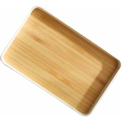 Rechthoekig Dienblad Eenvoudig Decoratief Multifunctioneel Plastic Snack Fruitbord voor Thuis M(315 X 180mm / 12.4 X 7.09in) beige