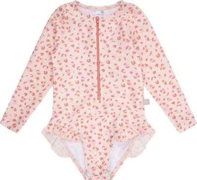 Swim Essentials UV Badpak Meisjes Met Lange Mouwen - Oudroze - Leopard - 134/140