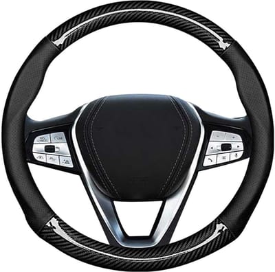 Allecto - Autostuurhoes - Microvezel-leer - Antislip - Zwart - Ademend - Universele stuurbescherming - Geschikt voor vrachtwagens - 38 cm