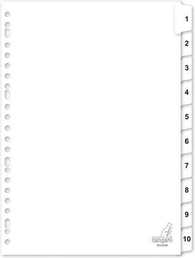 Kangaro tabbladen - A4 - karton - 190 grams - wit - 23-gaats - 10-delig cijfers - PK410CM