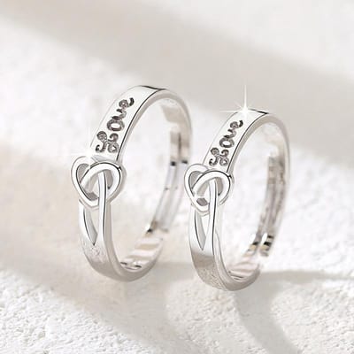 Bague de Couple Coréenne Simple Anglaise Bague Vive Couple Cadeau de Festival Bague white