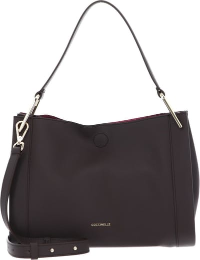 COCCINELLE Leren Schoudertas Wallace Handbag Double Grainy Leather Fondant Brown / Rosew Donkerbruin