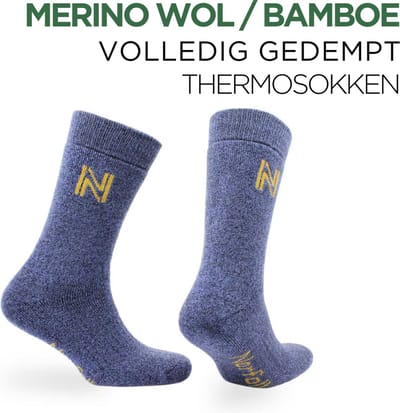 Norfolk - Wandelsokken - Merino wol en Bamboe Mix - Thermische Zacht en Warme Outdoorsokken - Wintersokken - Thermosokken - Sokken Dames - Sokken Heren - Merino Wol Sokken - Blauw - Maat 35-38 - Gabby