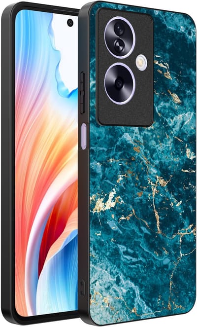 Smartphonica Telefoonhoesje Geschikt voor Oppo A2 - Oppo A79 met marmer opdruk - TPU backcover case blue marble design - Blauw geschikt voor Oppo A2;Oppo A79