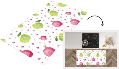 Keukenloper - Loper keuken - Appels - Granaatappels - Waterverf - Design - 120x60 cm - Keukenloper vinyl