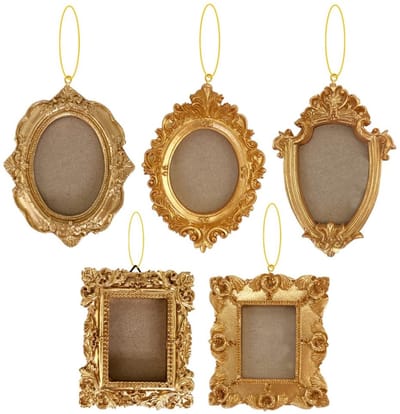 Dailygoods- Fotolijsten 5 Stuks - Barokke Gouden Fotolijst - Harsmateriaal - Ophangring - Decoratie voor Feest en Verjaardag - Elegante Gravures