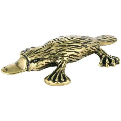 Vintage Messing Vliegende Vis Ornament Massief Koperen Eendenbek Minifiguur Metalen Thee Huisdier Feng Shui Verzamelaar Model Gebruik Thuis Decor
