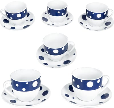 MamboCat Set van 6 PULA DARK BLUE porselein kop en schotel 6 personen