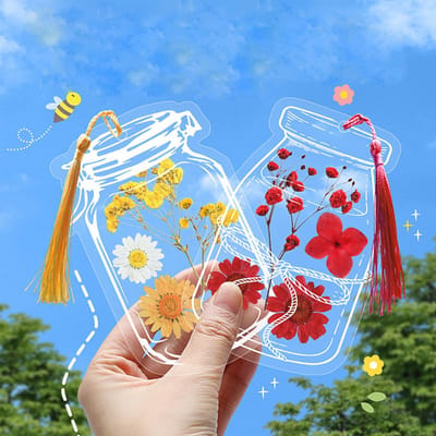Unyqoos® Set van 60 Transparante Bladwijzers met Droogbloemen voor Creatief Gebruik