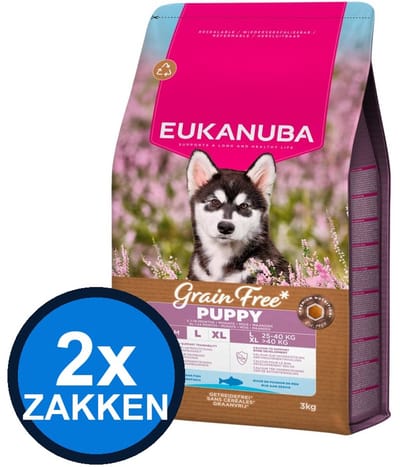 2x Eukanuba - Grain Free Dog Puppy Large Ocean Fish - Hondenvoer Droogvoer - 3 kg