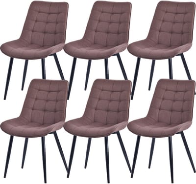 HOMAVO YZ2 Set van 6 Eetkamerstoelen – Velvet/Fabric Stoelen met Metalen Poten – 53x62.5x88 cm – Comfortabel & Stijlvol – Modern Design