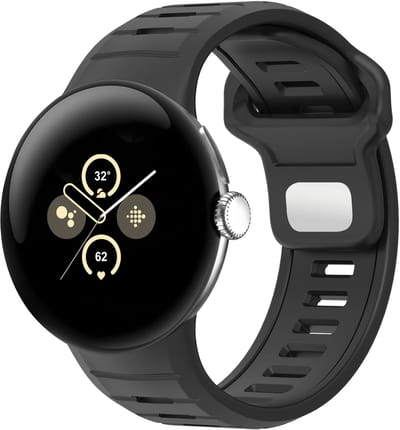 Strap-it Sport bandje siliconen geschikt voor Google Pixel Watch 5 (45 mm) / 4 (45 mm) / 3 (45 mm) - Zwart