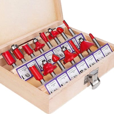 15-delige Router Bits Set met 1/4 Inch Shank - Houtbewerking, Freesgereedschap en Graveeraccessoires voor Precisiewerk in Hout