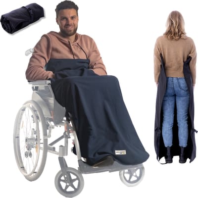 Belieff Rolstoel Deken - Rolstoeldeken - Voetenzak Rolstoel Volwassene - Rolstoelzak - Beenkleed - Wind- en Waterdicht - Fleece - Open Onderkant - Blauw - Large