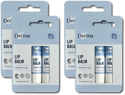 Derma Family Lip Balm - Parfumvrij - verzorgt Droge en Gesprongen lippen - Hypoallergeen- 4 x 2st pack