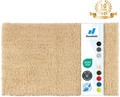 FLOORDIREKT Badmat SKY - Badmat in Vierkant & Rond - Antisliprug - Beige - 50 x 60 cm