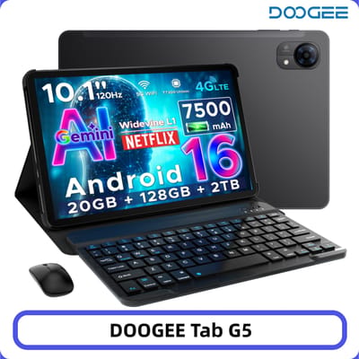 DOOGEE Tab G5 Android 16 Tablet PC 10,1 inch 20GB RAM 128GB ROM 7500mAh Batterij Widevine L1 Ondersteuning 4G LTE Tablet Pad PC