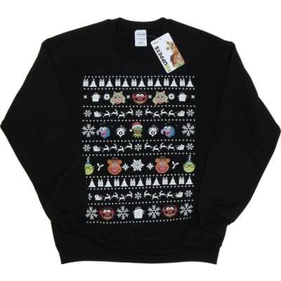 Disney Heren The Muppets Kerstmis Hoofden Sweatshirt (Zwart)