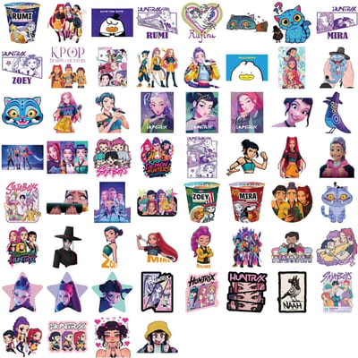 60 STUKS K-POP DEMON HUNTERS HUNTR/X Waterdichte Stickers voor Telefoon Laptop Gitaar Kinder Speelgoed Graffiti Cartoon Stickers gray