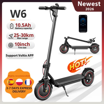 IScooter W6 10 Inch Elektrische Scooter voor Volwassenen, E-Scooter 36V 10.5Ah, Ondersteunt Voltix APP, 30km Max Bereik, Elektrische Stads Scooters
