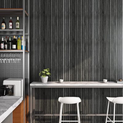 Zwart Houtlook Behang voor Slaapkamer en Woonkamer | 3D Peel and Stick Wanddecoratie | Vinyl Wandpaneel 90CMx500CM