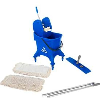 Complete set enkele rolemmer Poly I, emmer 30 l + 2-delige steel van chroom, 10 st. mops