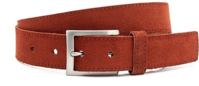 Damesriem terracota - Suède riem 3,5cm met zilveren gesp - Suède - Suède riem - Casual - Maat 90